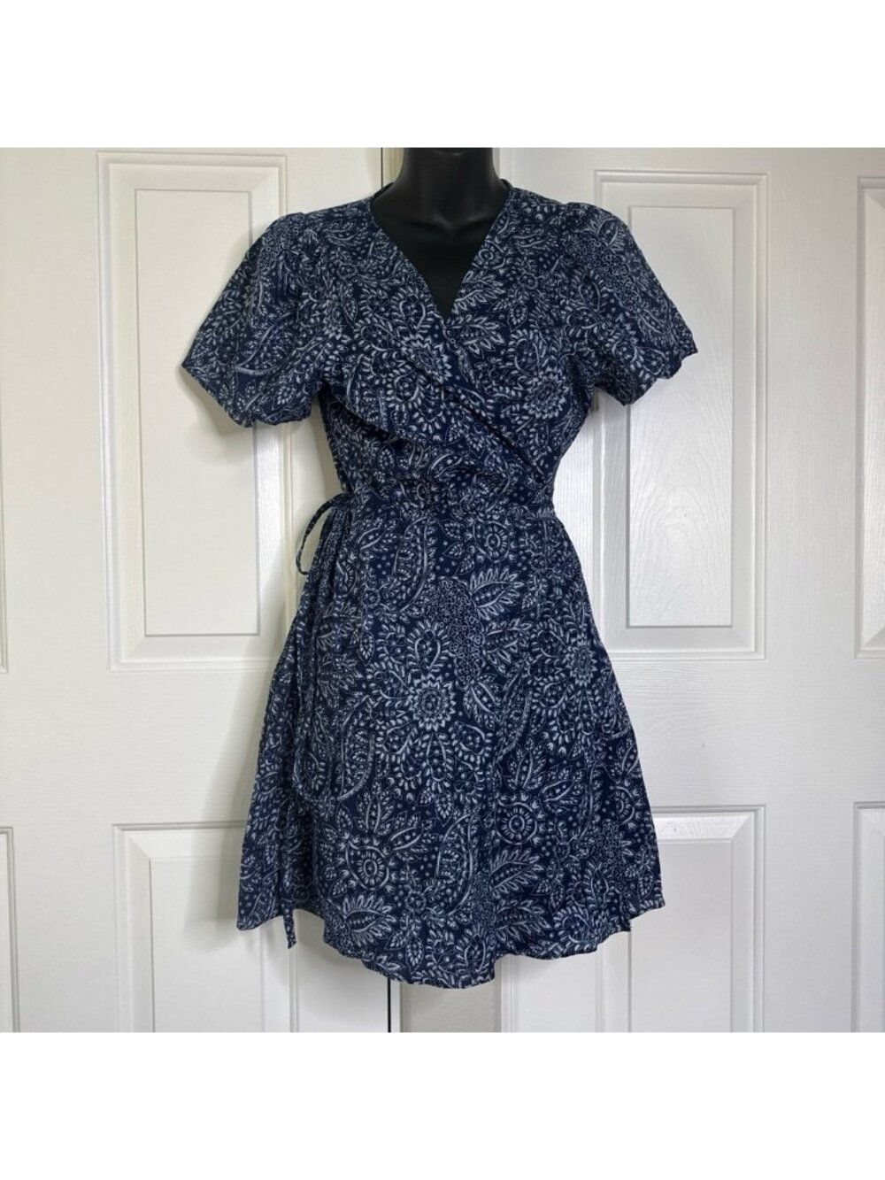 Madewell Blue Floral Wrap Dress Women's Medium